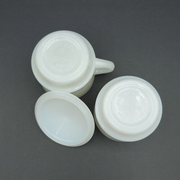 Anchor Hocking Fire King Fruit Peach Gay Fad Creamer Sugar Bowl with Lid - Picture 4 of 13